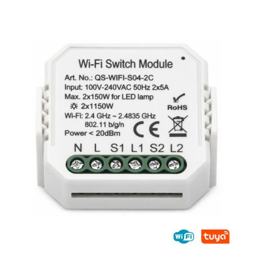 SMARTZILLA Tuya WIFI kapcsoló mögé rejthető 1 csatornás kapcsoló okosító (N)