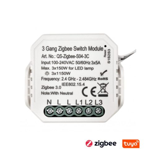 SMARTZILLA Tuya Zigbee kapcsoló mögé rejthető 1 csatornás kapcsoló okosító
